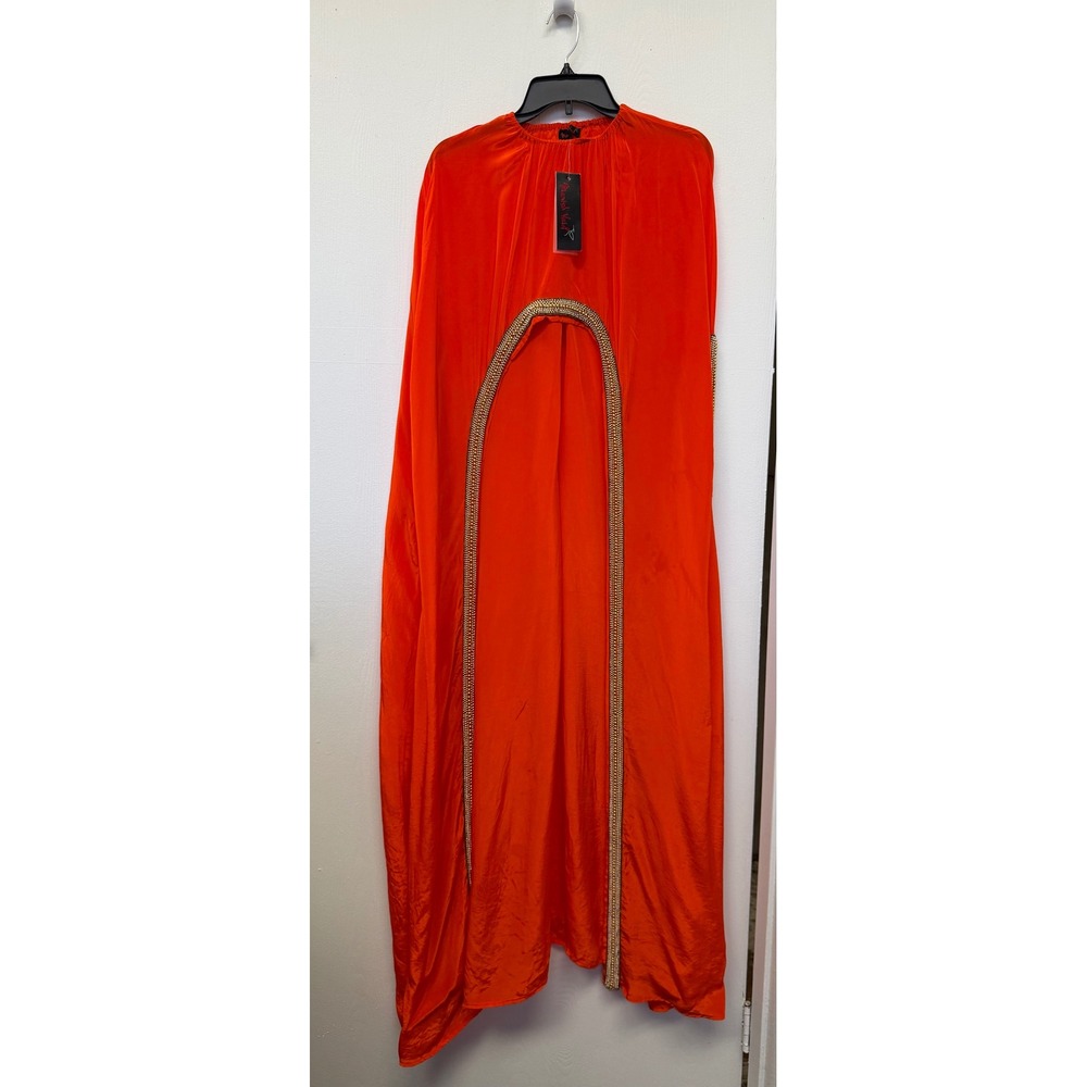 Manish Vaid Orange Beaded Kaftan Dress One Size NWT Luxury Resort Wear Maxi